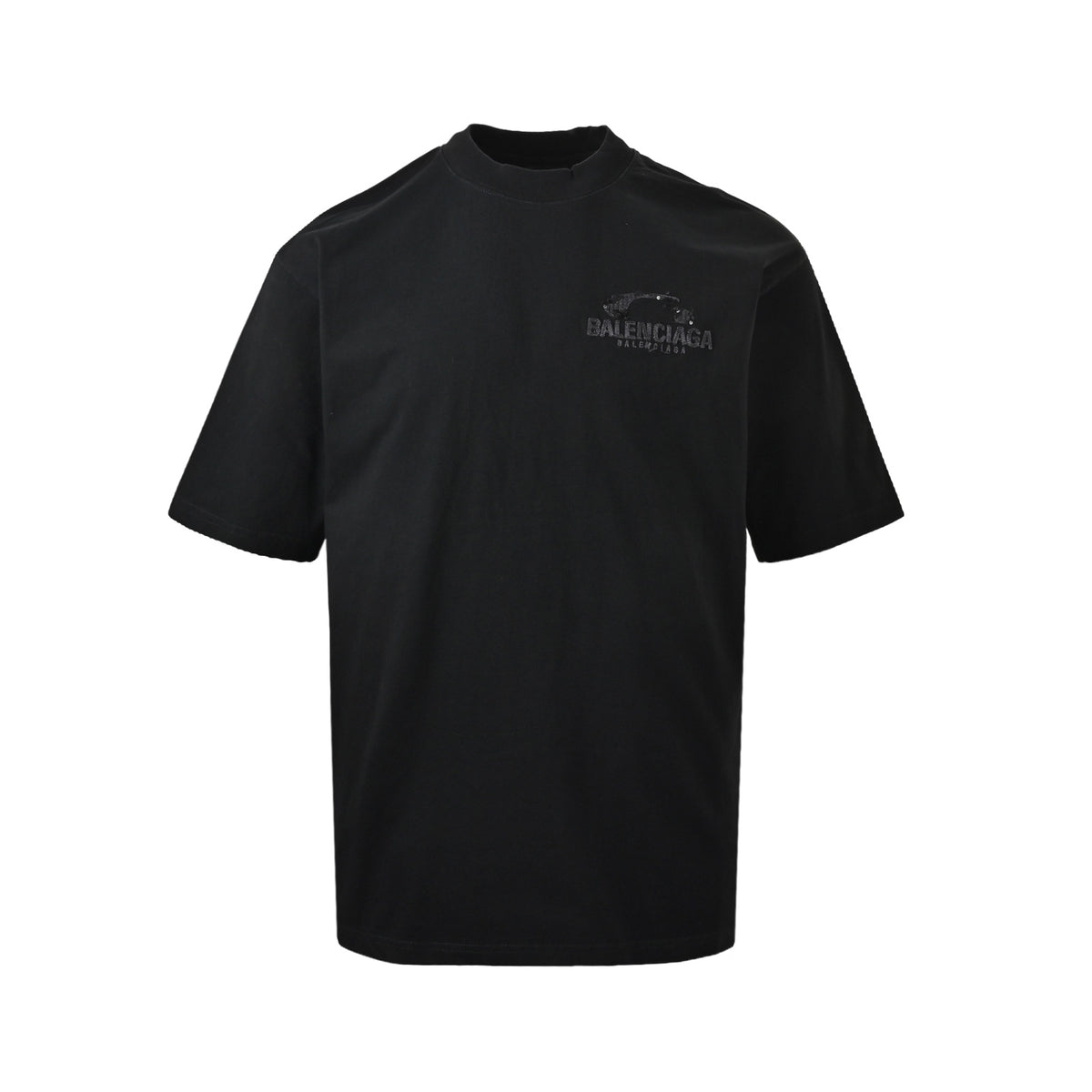 Balenciaga 26ss sequined letter logo embroidered short sleeves
