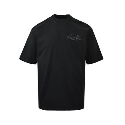 Balenciaga 26ss sequined letter logo embroidered short sleeves