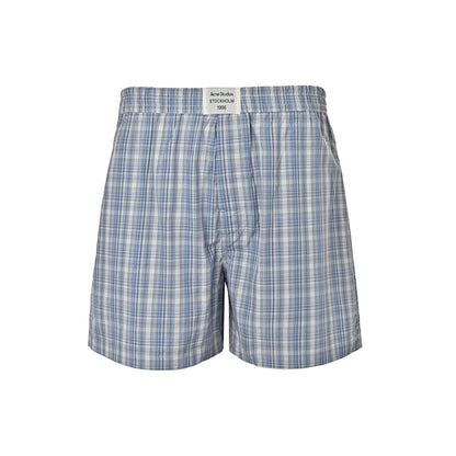 Acne Studios Label Blue Plaid Shorts