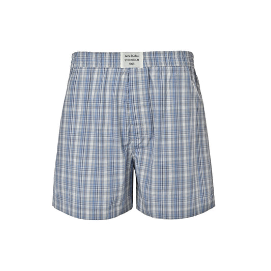 Acne Studios Label Blue Plaid Shorts