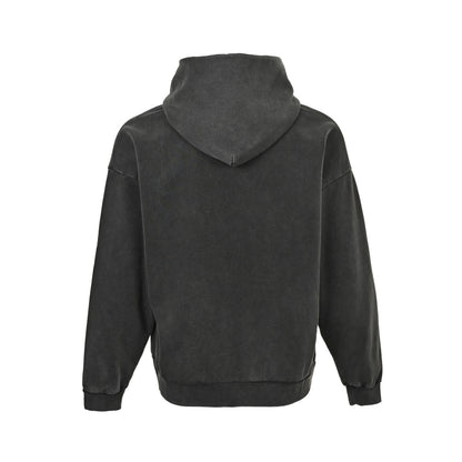 Miu Miu 25Fw letter love patch washed and distressed hooded sweatshirt
