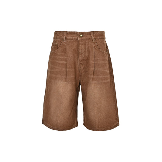 Louis Vuitton washed wide-leg denim shorts with leather label on the back waist