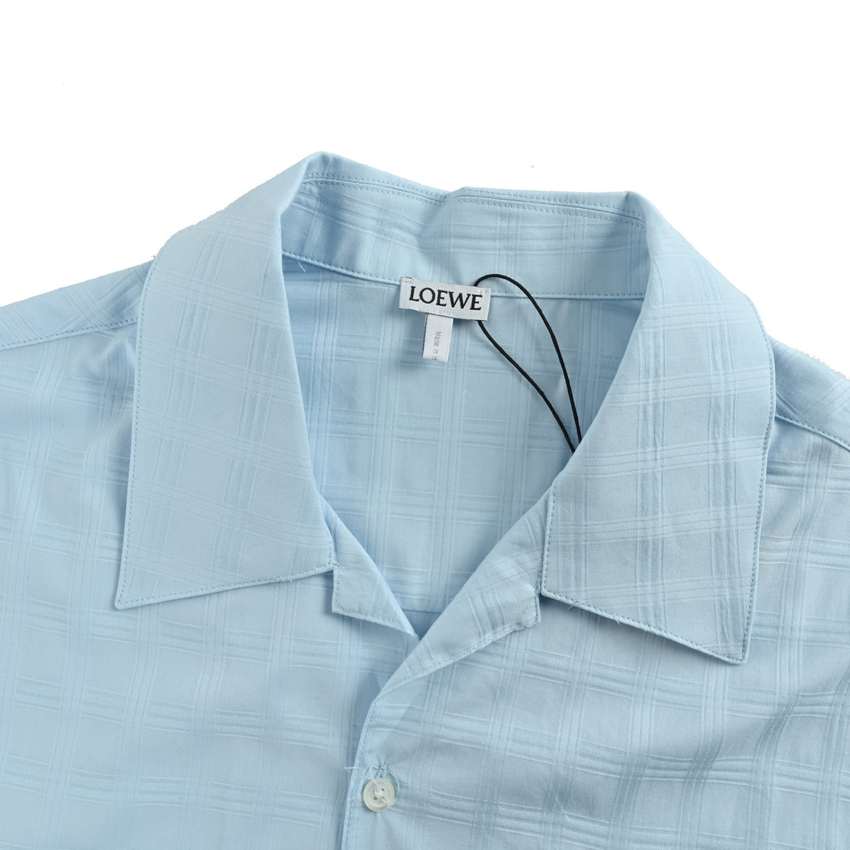 Loewe Anagram embroidered pocket plaid short-sleeved shirt