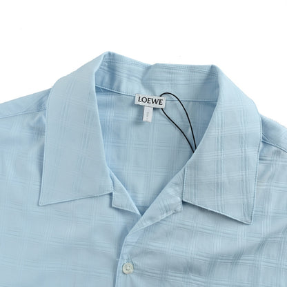 Loewe Anagram embroidered pocket plaid short-sleeved shirt