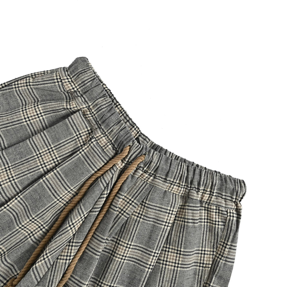 R13 linen plaid drawstring wide-leg cropped shorts