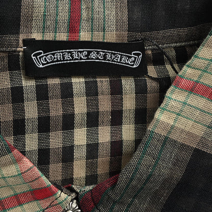 Chrome Hearts leather label plaid long-sleeved shirt