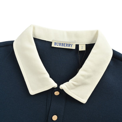 Burberry 25Fw spliced ​​war horse lapel Polo long sleeves