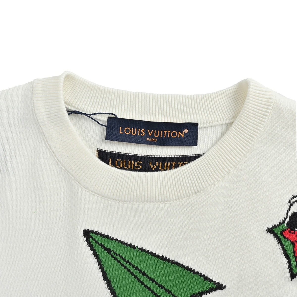 Louis Vuitton cartoon paper airplane jacquard knitted short sleeves