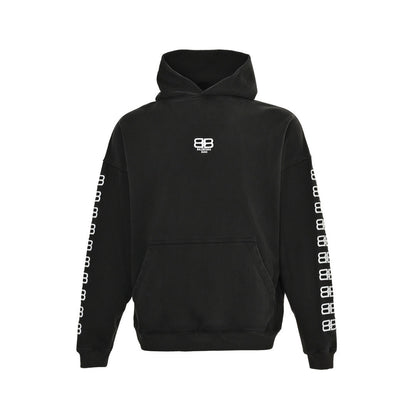Balenciaga/Balanciaga Double B embroidered washed hooded sweatshirt