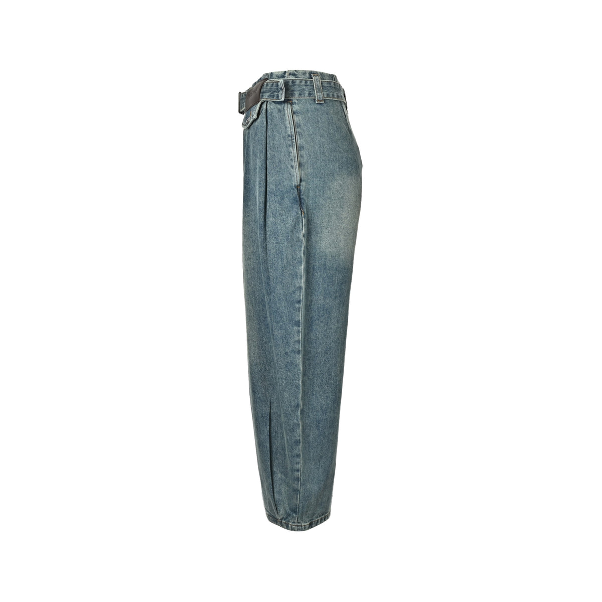 Loewe/Luo Yiwei 26ss leather brand tips scimitar loose jeans