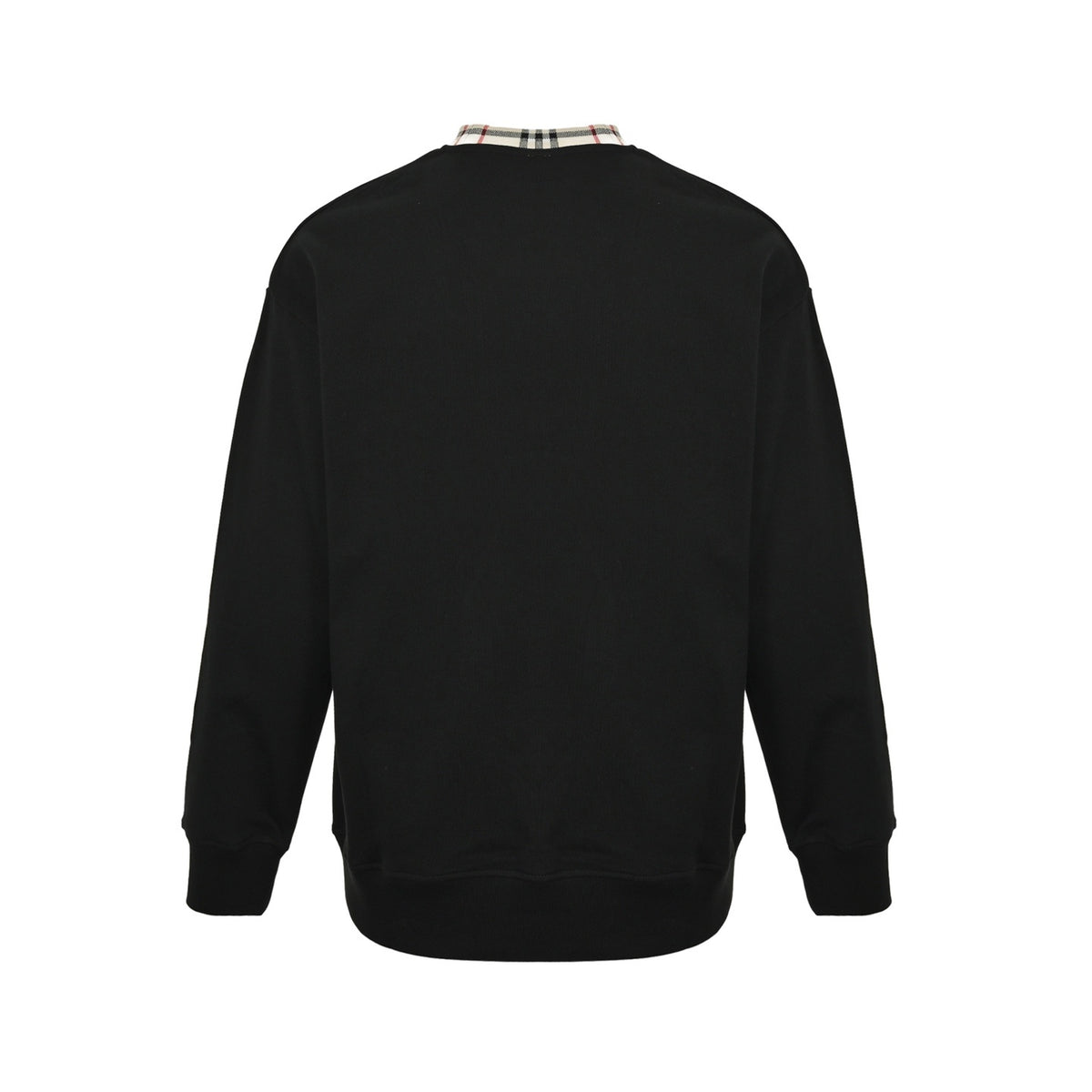 Burberry 25Fw plaid neckline stitching embroidered small label round neck sweatshirt