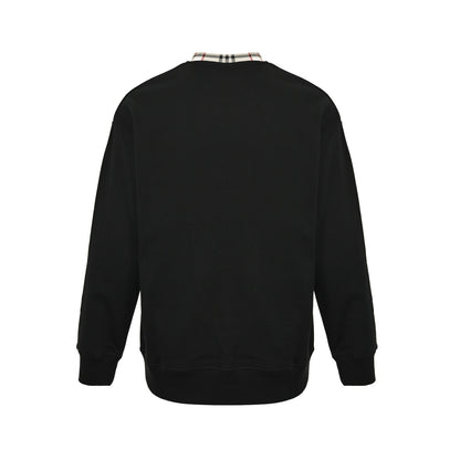 Burberry 25Fw plaid neckline stitching embroidered small label round neck sweatshirt