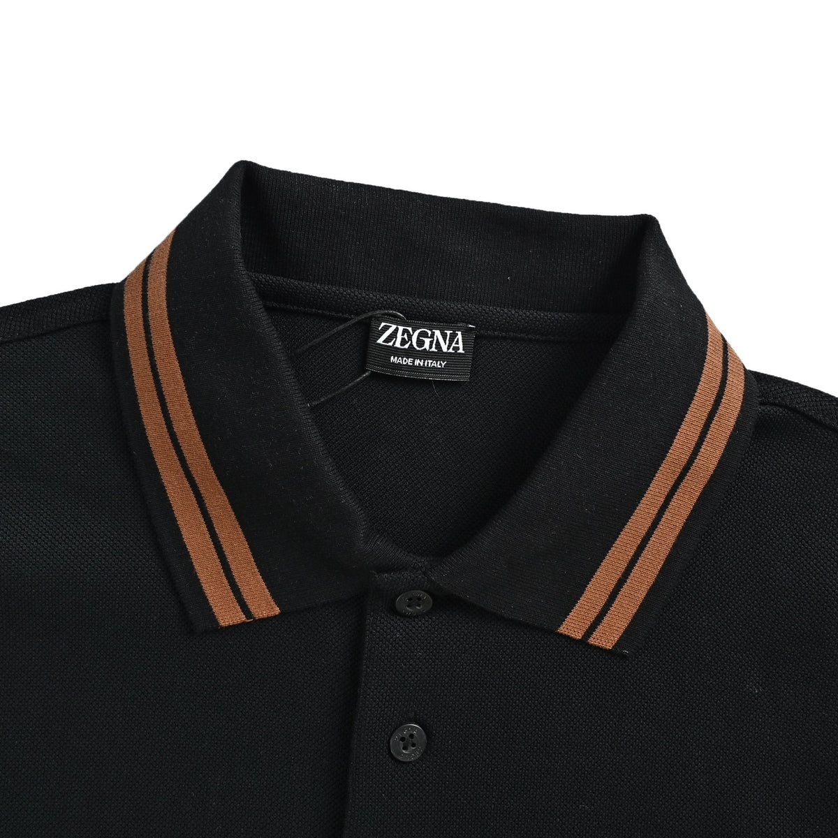 Zegna 26ss Contrast Color Collar Chest Embroidered Logo Polo Short Sleeve