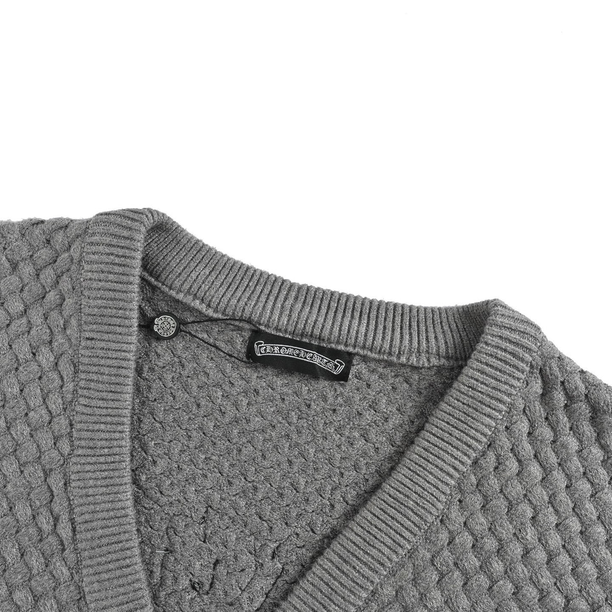 Chrome Hearts/Chrome Heart CH patched leather label knitted cardigan sweater