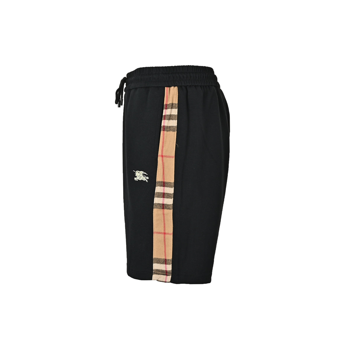 Burberry war horse embroidered side plaid web shorts