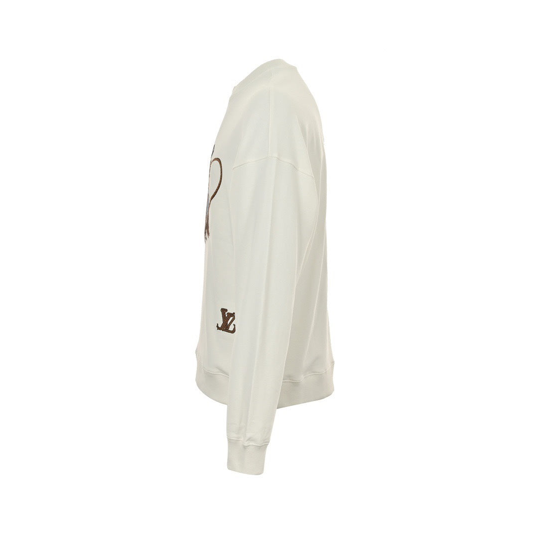 Louis Vuitton 24Fw Western denim heavy embroidered round neck sweatshirt