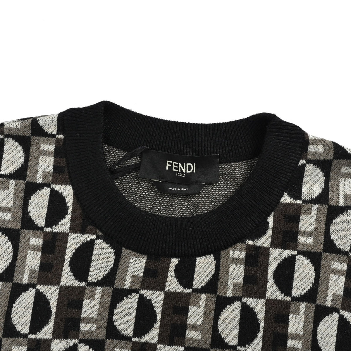 Fendi OPTICA full round label jacquard knitted sweater