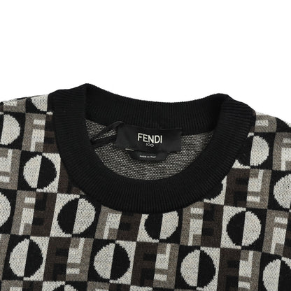 Fendi OPTICA full round label jacquard knitted sweater