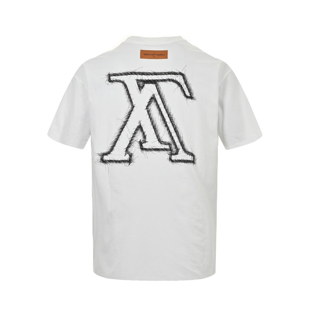 Louis Vuitton 24ss sketch letter printed short sleeves