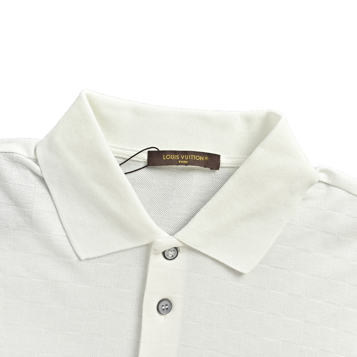 LOUIS VUITTON LV Damier silk cotton pique cotton short-sleeved POLO shirt with lower leather label