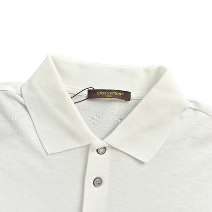 LOUIS VUITTON LV Damier silk cotton pique cotton short-sleeved POLO shirt with lower leather label