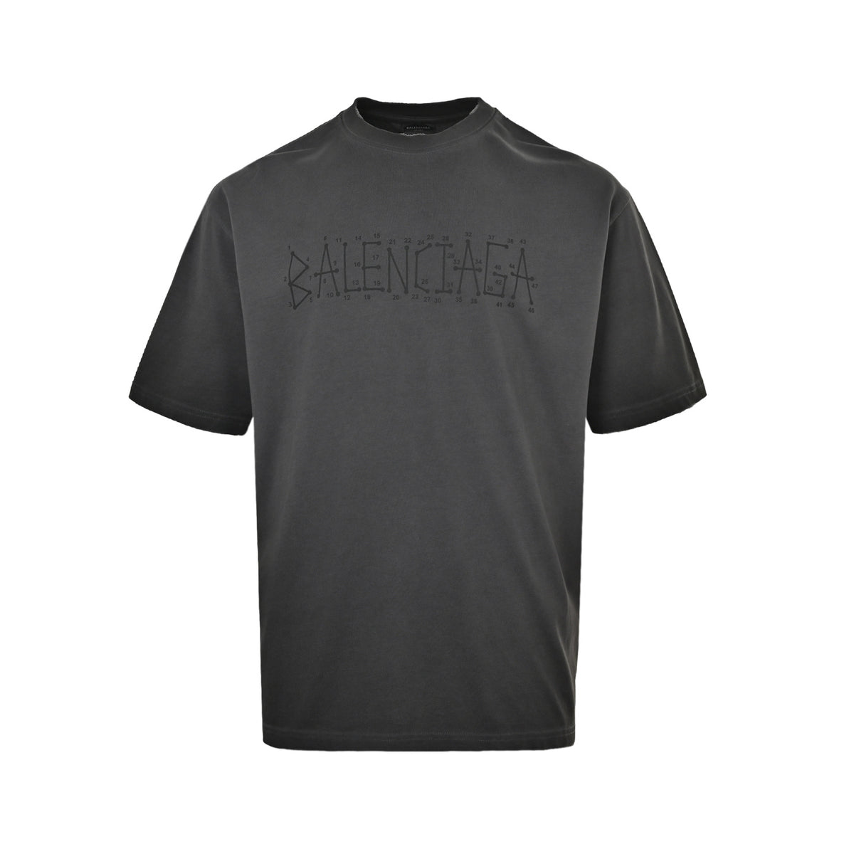 Balenciaga washed mud dyed geometric logo double B hole short sleeves