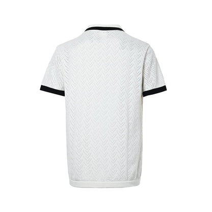 Louis Vuitton 26ss letter jacquard hollow knitted Polo short sleeves