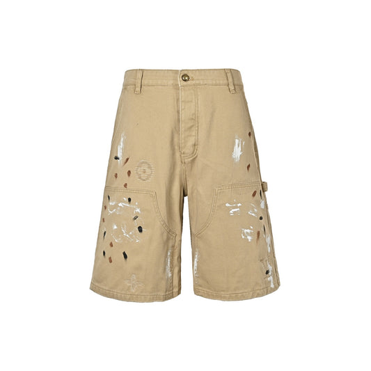 Louis Vuitton graffiti embroidered washed cargo denim shorts