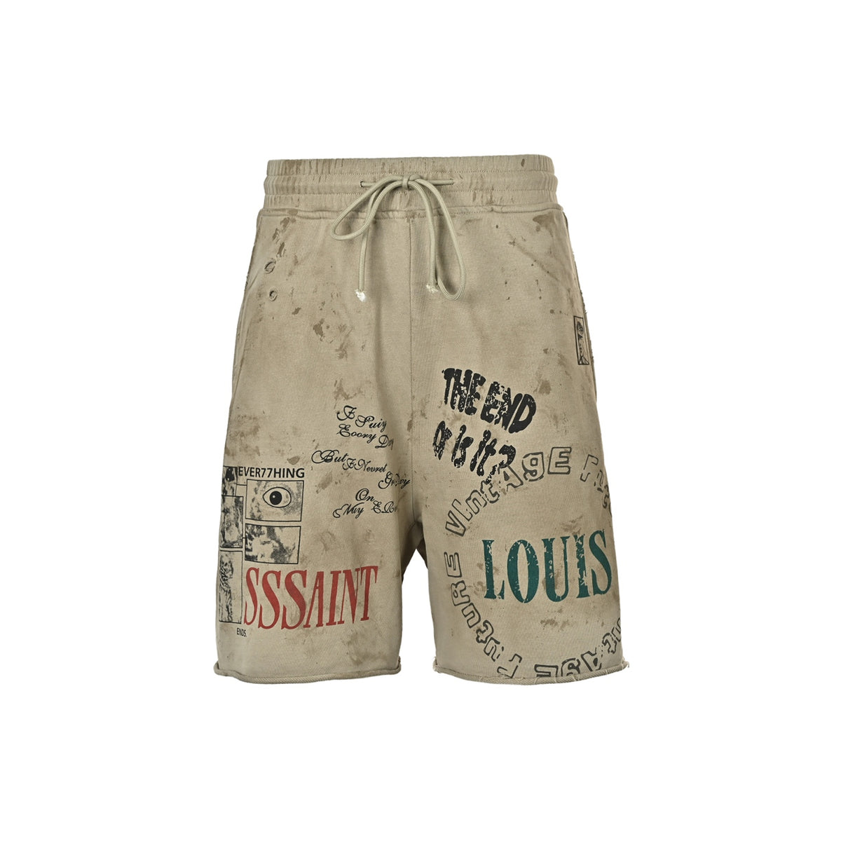 SSSAINT LOUIS Distressed Distressed Graffiti Washed Distressed Shorts