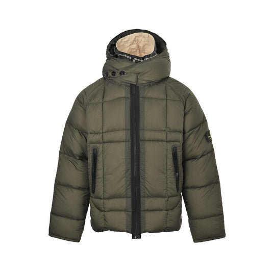 Stone Island 24Fw black zipper mesh island logo hooded down jacket