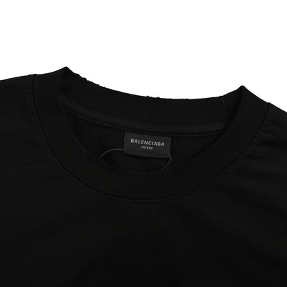Balenciaga 25ss double B embroidery and 3D ghosting inkjet logo hole short sleeves
