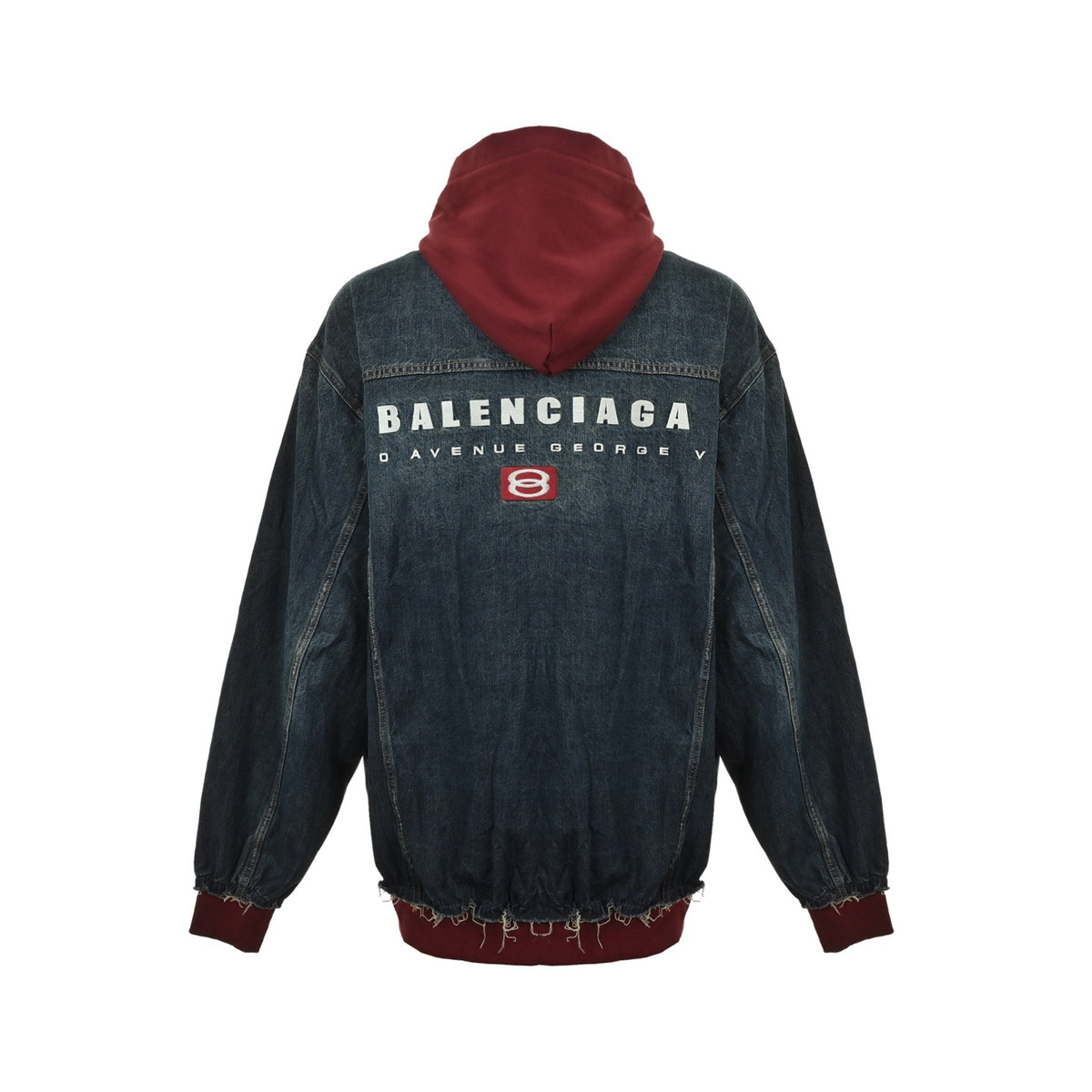 Balenciaga/Balanciaga 25Fw embroidered letters fake two-piece hooded denim jacket