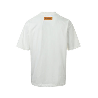 Louis Vuitton 26ss embossed short sleeves with incomplete letters on the neckline