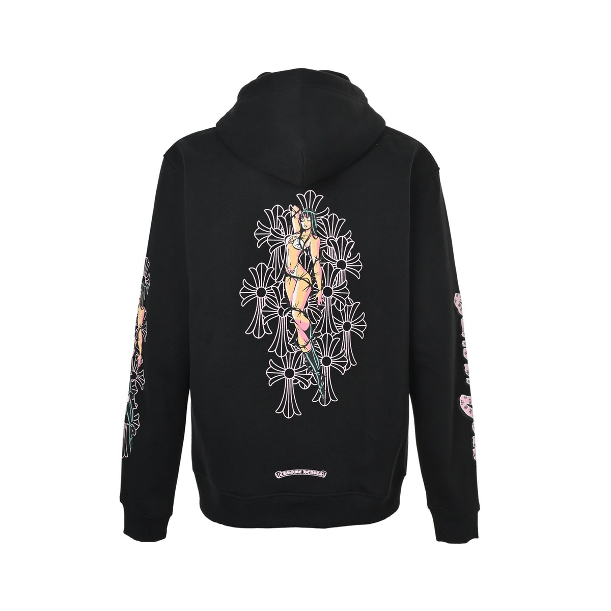Chrome Hearts/Chrome Heart black and pink bikini print hooded jacket