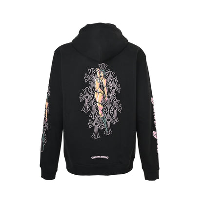 Chrome Hearts/Chrome Heart black and pink bikini print hooded jacket
