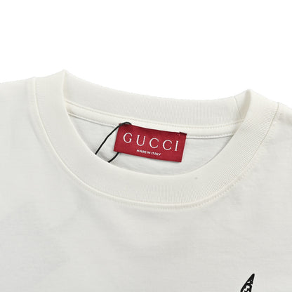 Gucci & Balenciaga letter print flocked short sleeves