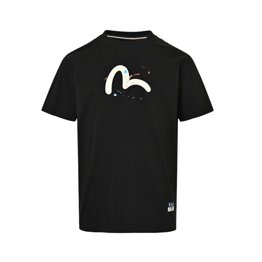 Evisu/福神 splash ink big M seagull print short sleeves