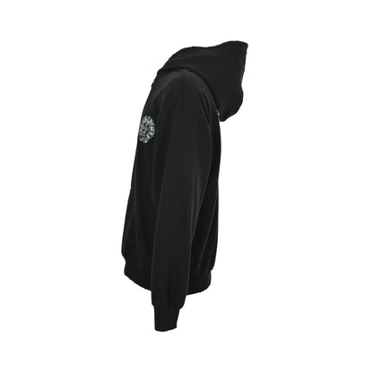 Chrome Hearts Horseshoe Logo Patch Embroidery Washed Burnt Flower Hooded Sweatshirt
