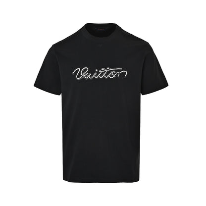 Louis Vuitton 26ss beaded signature letter short sleeves