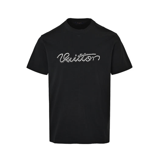Louis Vuitton 26ss beaded signature letter short sleeves