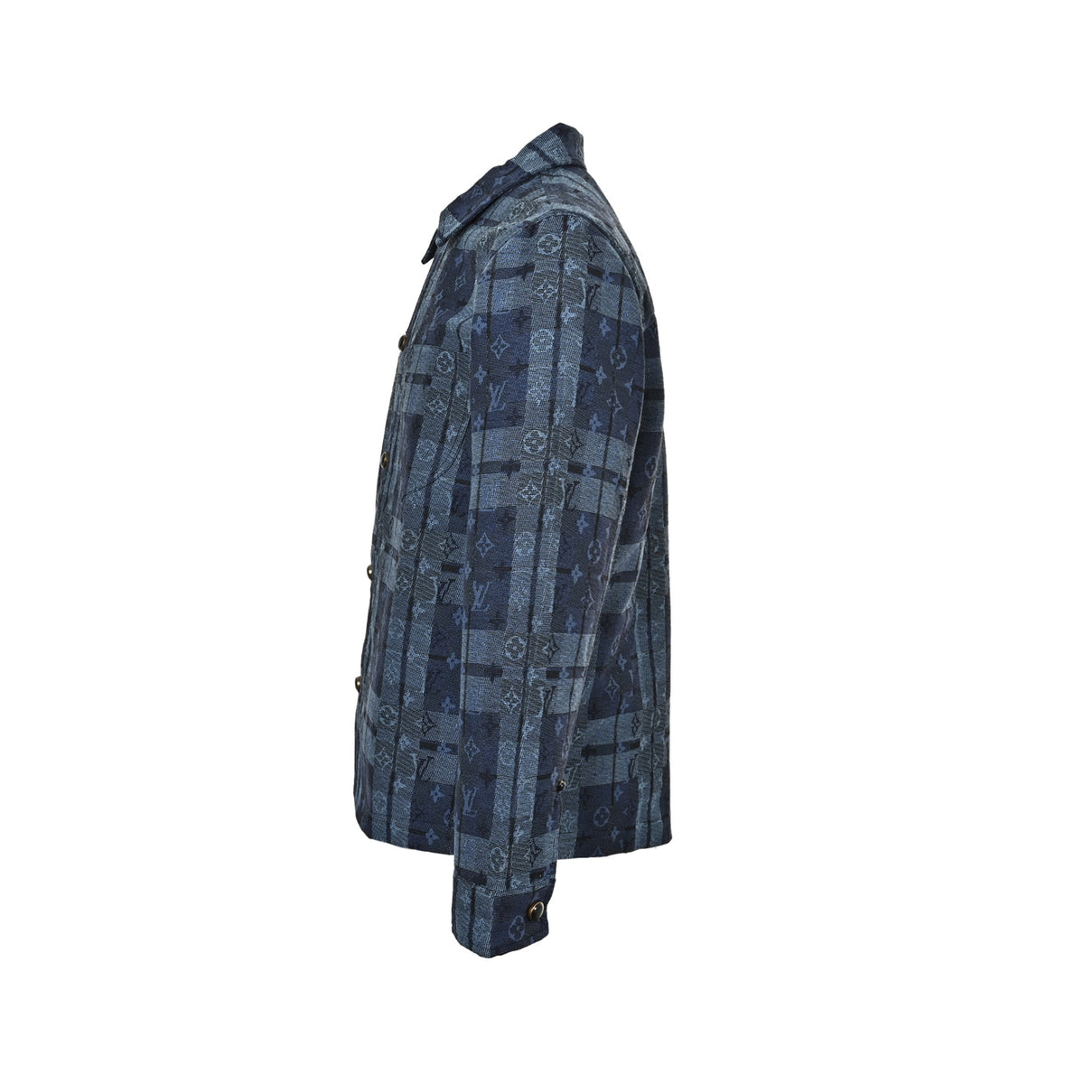 Louis Vuitton blue plaid jacquard denim shirt jacket