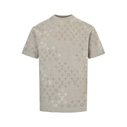 Louis Vuitton all-over printed old flower dark pattern gradient jacquard knitted short sleeves