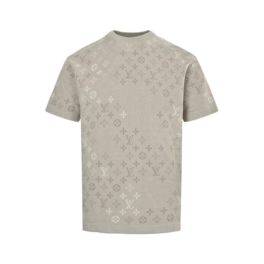 Louis Vuitton all-over printed old flower dark pattern gradient jacquard knitted short sleeves