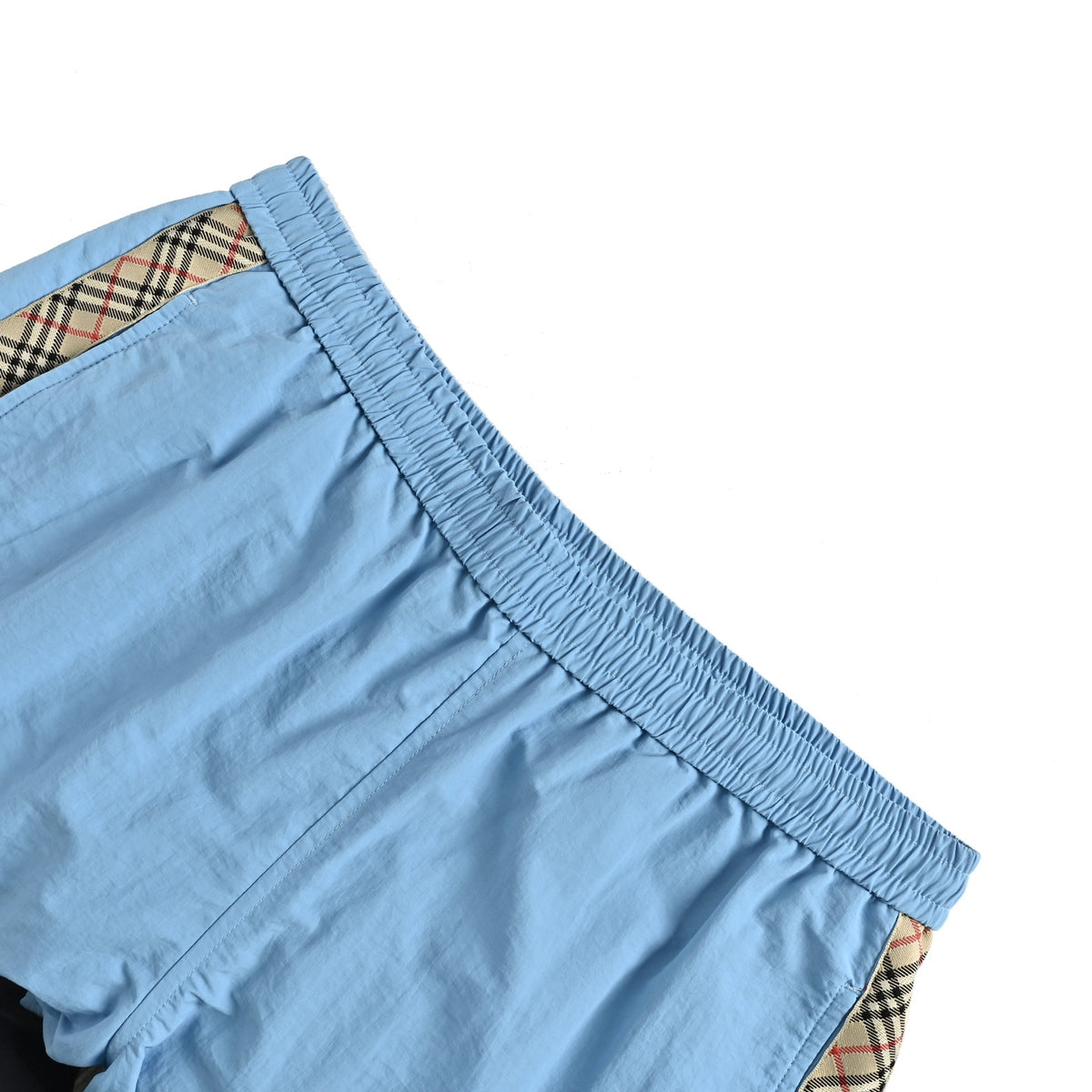 Burberry drawstring nylon side plaid web beach shorts