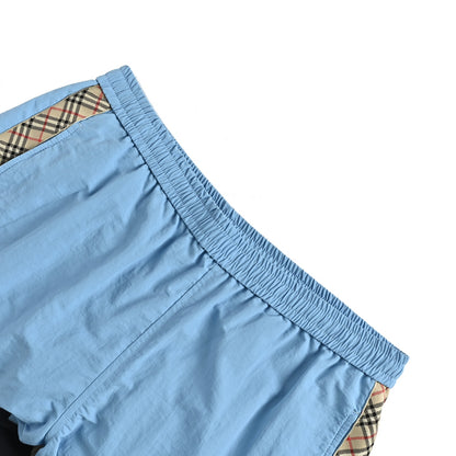 Burberry drawstring nylon side plaid web beach shorts