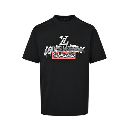 Louis Vuitton & Supreme joint logo graffiti printed short sleeves