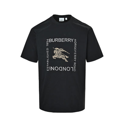 Burberry Letter Slogan Horse Print Short Sleeve
