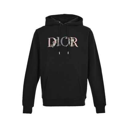 Dior 22Fw gradient floral letter embroidery hooded sweatshirt