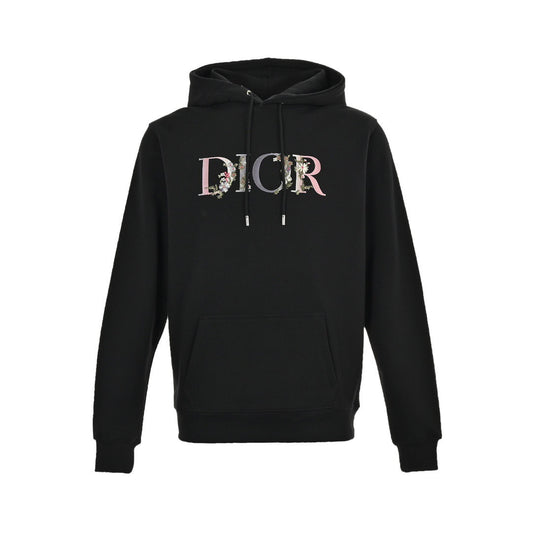 Dior 22Fw gradient floral letter embroidery hooded sweatshirt