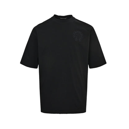 Chrome Hearts/Chrome Heart Dark Pattern Sanskrit Scroll Embroidered Short Sleeves